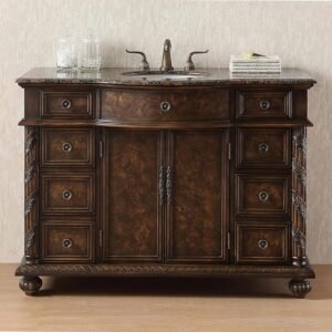 Amelia 48 in. W x 22 in. D x 36 in. H Single Sink Vanity in Antique Brown with Baltic Brown Granite Top