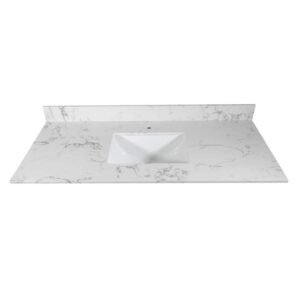 43 in. W x 22 in. D x 0.75 in. H Engineered Stone Composite Vanity Top in Marble Color with White Rectangle Single Sink