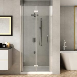 32 to 33-1/4 in. W x 72 in. H Bi-Fold Frameless Shower Doors in Chrome with Clear Glass