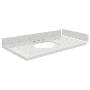 Silestone 31 in. W x 22.25 in. D Qt. White Round Single Sink Vanity Top in Stellar Snow