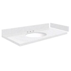 Silestone 37.5 in. W x 22.25 in. D Qt. White Round Single Sink Vanity Top in Statuario