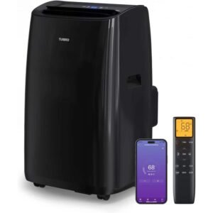 10,000 BTU Portable Air Conditioner Cools 600 Sq. Ft. with Remote, Alexa Support and SMART Wi-Fi Enabled in Black