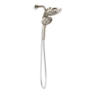 Claro 3-Spray Dual Wall Mount Fixed and Handheld Shower Head 1.75 GPM in Vibrant Brushed Nickel