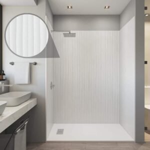 60 in. x 32 in. x 84 in. Alcove Solid Composite Stone Shower Kit-Waves/White Shower Walls and L/R WH Shower Pan Base