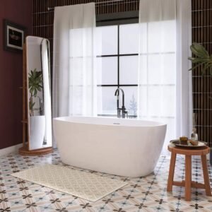 67 in. x 31.5 in. Acrylic Freestanding Flatbottom Double Ended Soaking Bathtub in White