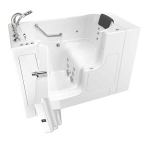 Gelcoat Premium 52 in. Left-Hand Walk-in Whirlpool and Air Bathtub in White