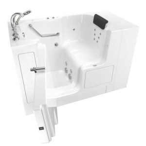 Gelcoat premium series 32 in. x 52 in. Left Hand Drain Soaking Bathtub in White