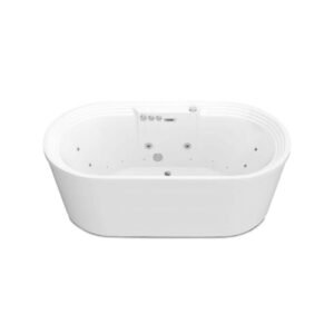 Sofi Series 67 in. x 34 in. Acrylic Combination 50 Gal. Capacity Freestanding Bathtub with Center Drain in White