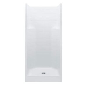 Everyday Textured Tile Design 42 in. x 34 in. x 76 in. 1-Piece Shower Stall with Center Drain in White