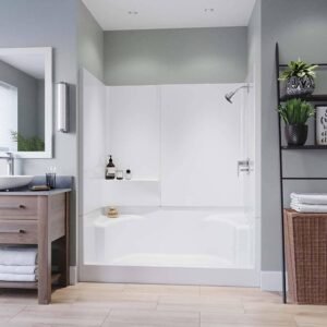 Remodeline 60 in. x 34 in. x 72 in. 3-Piece Shower Stall with 2 Seats and Center Drain in White