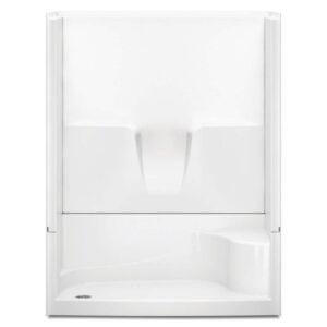 Remodeline 60 in. x 34 in. x 76 in. 4-Piece Shower Stall with Left Drain and Shower Bench in White