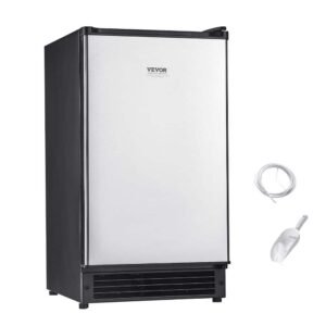 Under counter Built-In Ice Maker 25 lbs. /Day Black Ice Maker Machine 17. 13 in. W with Full Size Cubes Stainless Steel