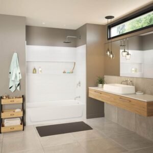Mauicast 30 in. x 60 in. x 78.5 in. Standard Fit Alcove Bath and Shower Kit with Left-Hand Drain in White