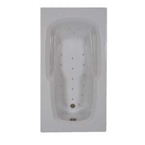 60 in. x 32 in. Acrylic Rectangular Alcove Air Bathtub with Reversible Drain in White