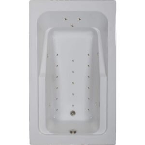 66 in. x 42 in. Acrylic Rectangular Alcove Air Bathtub with Reversible Drain in White