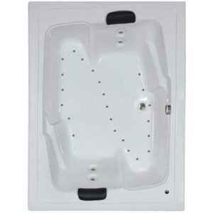 72 in. x 54 in. Acrylic Rectangular Alcove Air Bathtub with Center Drain in White