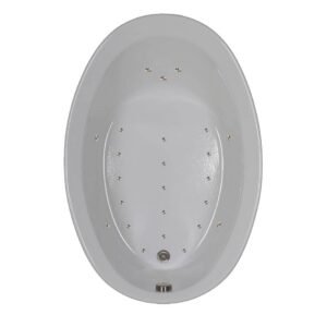 56 in. x 38 in. Acrylic Oval Air Bathtub with Reversible Drain in White