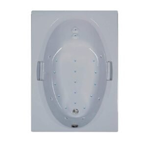 60 in. x 42 in. Acrylic Rectangular Drop-in Whirlpool Bathtub with Reversible Drain in White