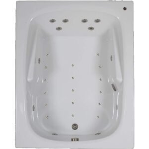 60 in. x 48 in. Acrylic Rectangular Drop-in Whirlpool and Air Bathtub with Reversible Drain in White