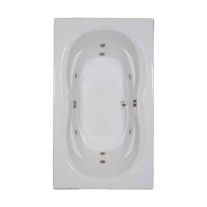 72 in. x 42 in. Acrylic Rectangular Drop-in Whirlpool Bathtub with Center Drain in White