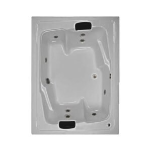 72 in. x 54 in. Acrylic Rectangular Drop-in Whirlpool Bathtub with Center Drain in White
