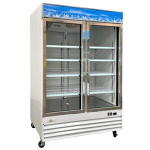 54 in. W 45 cu. ft. Frost Free Defrost Commercial Upright Freezer Glass Door Merchandiser Display in White