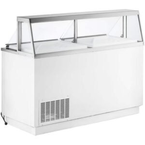 68in.W 22.8 cu.ft Automatic-Defrost Commercial Portable Freezer 16 Tub Deluxe Ice Cream Dipping Cabinet in white