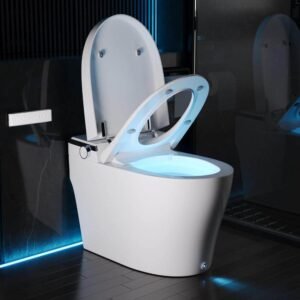 1.28 GPF Tankless Elongated Smart 1-Piece Toilet Bidet in White with Auto Close/Open/Flush, Warm Air Dryer