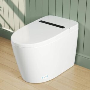 1-Piece 1.28 GPF Single Flush Elongated Toilet in White with Electric Heated Seat, Auto Flush, Night Light