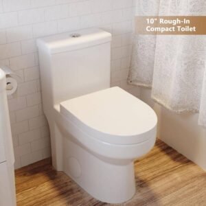Liberty 10 in. Rough In 1-Piece 1.1/1.6 GPF Dual Flush Round Toilet in White Seat Included