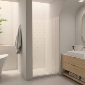 QWALL-VS 32-36 in. x 76 in. x 41.5 in. 3-Piece Glue-up Acrylic Alcove Shower Backwalls in White