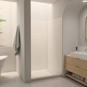 QWALL-VS 41.5 in. W x 76 in. H x 41.5 in. D 2-Piece Glue-Up Acrylic Corner Shower Backwalls in White
