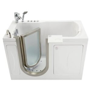 Petite 52 in. x 28 in. Walk-In Whirlpool and Air Bath Bathtub in White, Heated Seat, Fast Fill Faucet, LHS Dual Drain