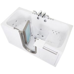 Escape 72 in. Walk-In Whirlpool and Air Bath Bathtub in White Independent Foot Massage 2-Seats, Fast Fill/Dual Drain