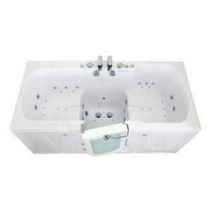 Big4Two 80 in. x 36 in. Center Drain Walk-In Whirlpool and Air Bath Bathtub in White,Foot Massage, Heated Seats, RH Door