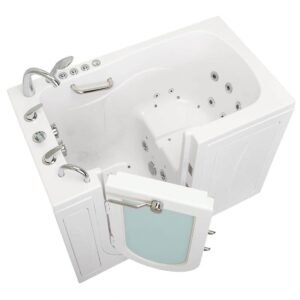 Capri 52 in. x 30 in. Acrylic Walk-In Whirlpool and Air Bath in White with Left Outward Swing Door and Fast Fill/Drain