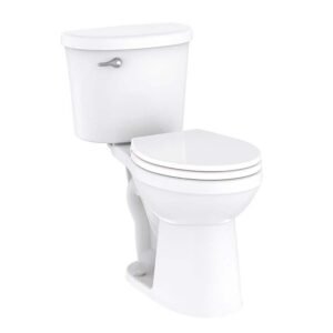 Maxwell Choice 12 in. Rough-in 2 Piece 1.28 GPF Single Flush Round Chair Height Toilet in White with Soft Close Seat