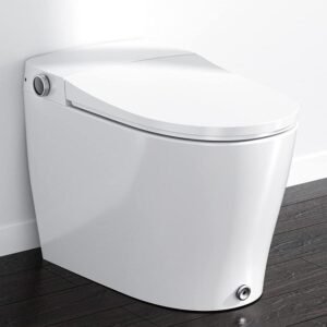 Elongated Smart Toilet Bidet in White with Auto Open, Auto Close, Auto Flush, Heated Seat and Remote
