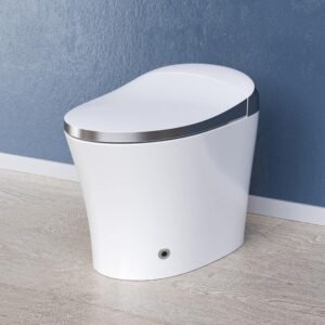 Elongated Smart Toilet Bidet in White with Auto Open, Auto Close, Auto Flush, Heated Seat and Remote