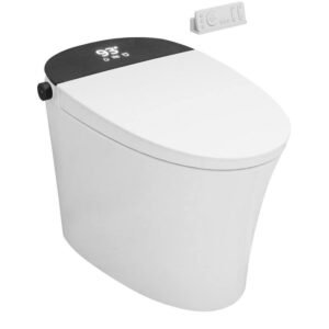 1.11 GPF Build-in Tank Elongated Smart Bidet Toilet in White with Heated Seat, Warm Water, Auto Flush, Black LED Screen