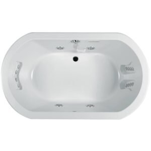 ANZA 66 in. x 36 in. Oval Whirlpool Bathtub with Center Drain in White