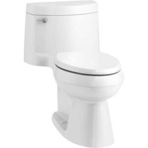 Cimarron 12" Rough In 1-Piece 1.28 GFP Single Flush Elongated Toilet with Concealed Trapway in White w/ Soft Close Seat