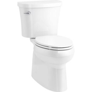 Gleam 12 in. Rough In 2-Piece 1.28 GFP Single Flush Elongated Chair Height Toilet in White with Soft Close Seat