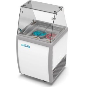 26 in. 4 Tub Ice Cream Dipping Cabinet Display Freezer with Sliding Glass Door and Sneeze Guard