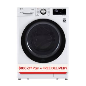 24 in. W 2.4 Cu. Ft. Compact Stackable SMART Front Load Washer in White with Steam and AI Fabric Sensor / Smart Pairing