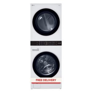 WashTower Stacked SMART Laundry Center 4.5 Cu.Ft. Front Load Washer & 7.4 Cu.Ft. Gas Dryer in White