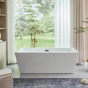 Tarbes 59 in. Acrylic Flatbottom Freestanding Bathtub in White/Matte Black