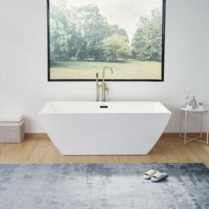 Montpellier 59 in. L x 30 in. W Acrylic Flatbottom Freestanding Bathtub in White/Matte Black