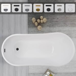 Clermont 59 in. Acrylic Freestanding Flatbottom Bathtub in White/Matte Black