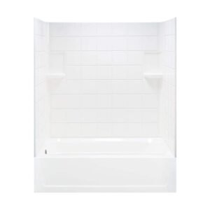 Topaz 60 in. L x 30 in. W x 74.75 in. H Rectangular Tub/ Shower Combo Unit in White with Left-Hand Drain